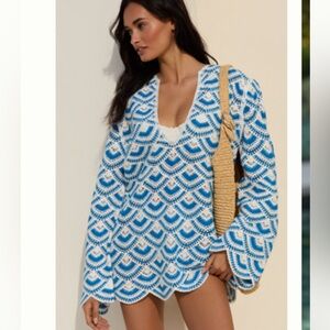 Celandine Anthropologie Crochet Long-Sleeve Kaftan M/L